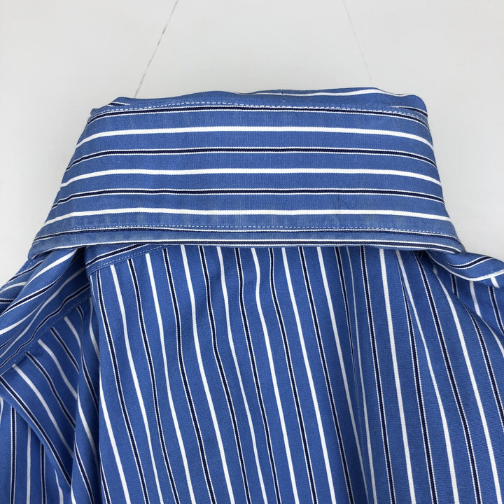 Ralph Lauren REGENT CUSTOM FIT Multi-stripe Long-Sleeve Cotton Stripe Shirt, Men's Size M (approx.) cotton blue type Vintage Second Hand