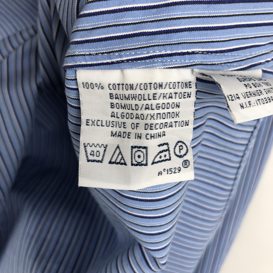 Ralph Lauren POLO by Ralph Lauren SLIM FIT Multi-stripe Long-Sleeve Button-Down Stripe Shirt (Men's Size L equivalent) cotton Blue type light blue Vintage Second Hand
