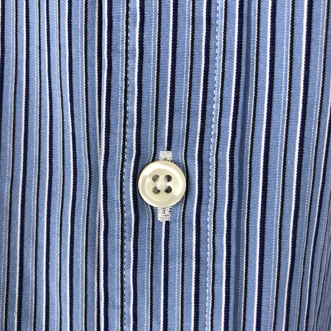 Ralph Lauren POLO by Ralph Lauren SLIM FIT Multi-stripe Long-Sleeve Button-Down Stripe Shirt (Men's Size L equivalent) cotton Blue type light blue Vintage Second Hand