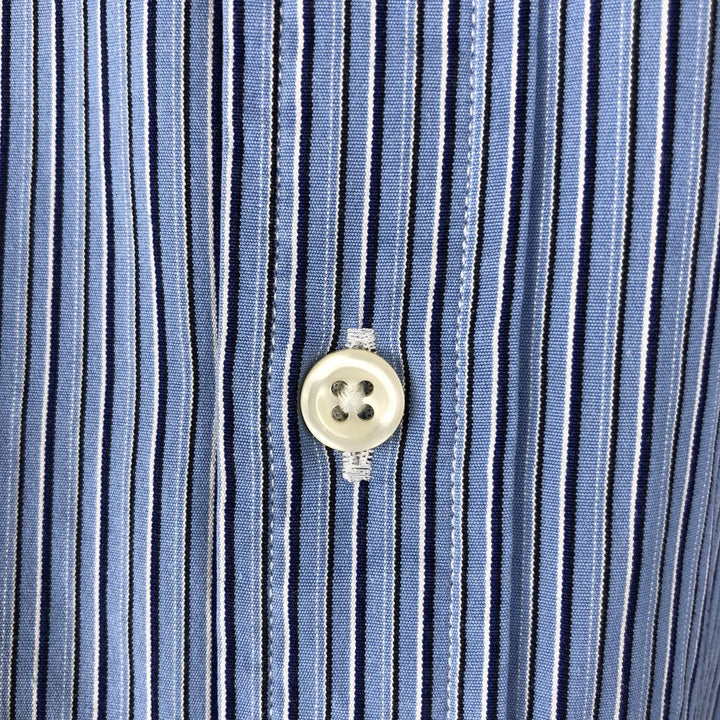 Ralph Lauren POLO by Ralph Lauren SLIM FIT Multi-stripe Long-Sleeve Button-Down Stripe Shirt (Men's Size L equivalent) cotton Blue type light blue Vintage Second Hand