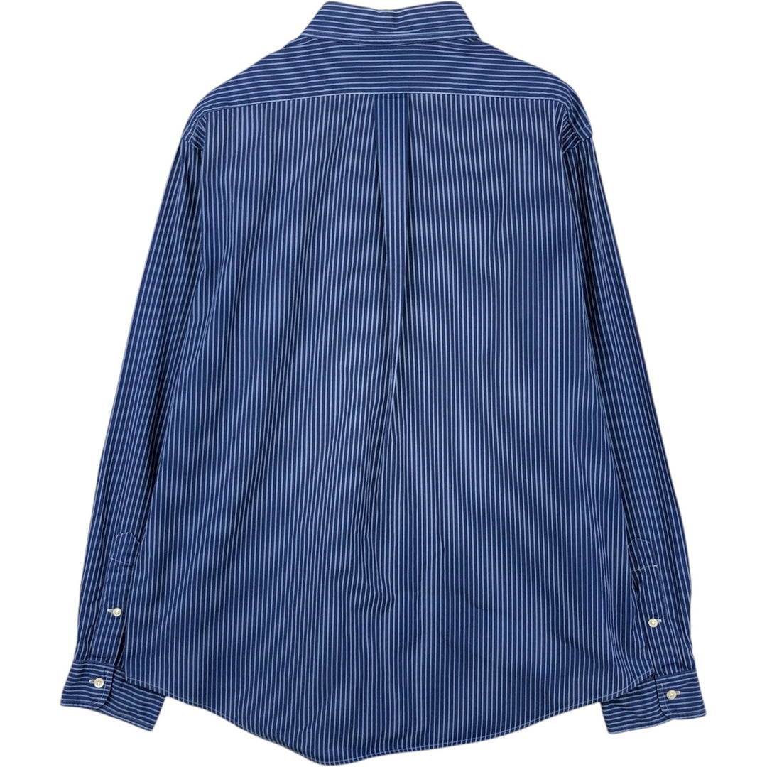 Ralph Lauren CUSTOM FIT long sleeve button down striped shirt men's XL size cotton navy blue type Vintage Second Hand