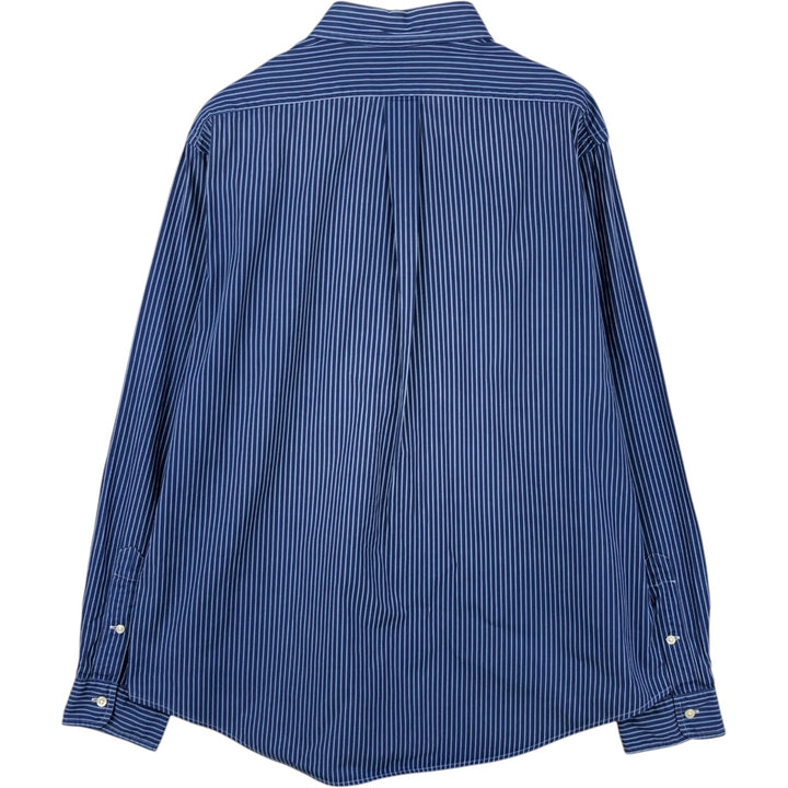 Ralph Lauren CUSTOM FIT long sleeve button down striped shirt men's XL size cotton navy blue type Vintage Second Hand
