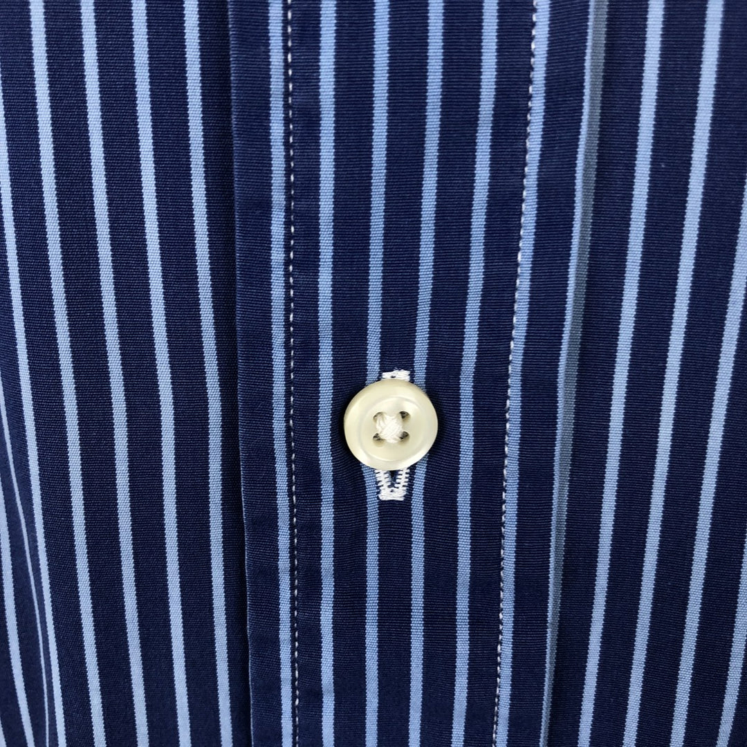 Ralph Lauren CUSTOM FIT long sleeve button down striped shirt men's XL size cotton navy blue type Vintage Second Hand
