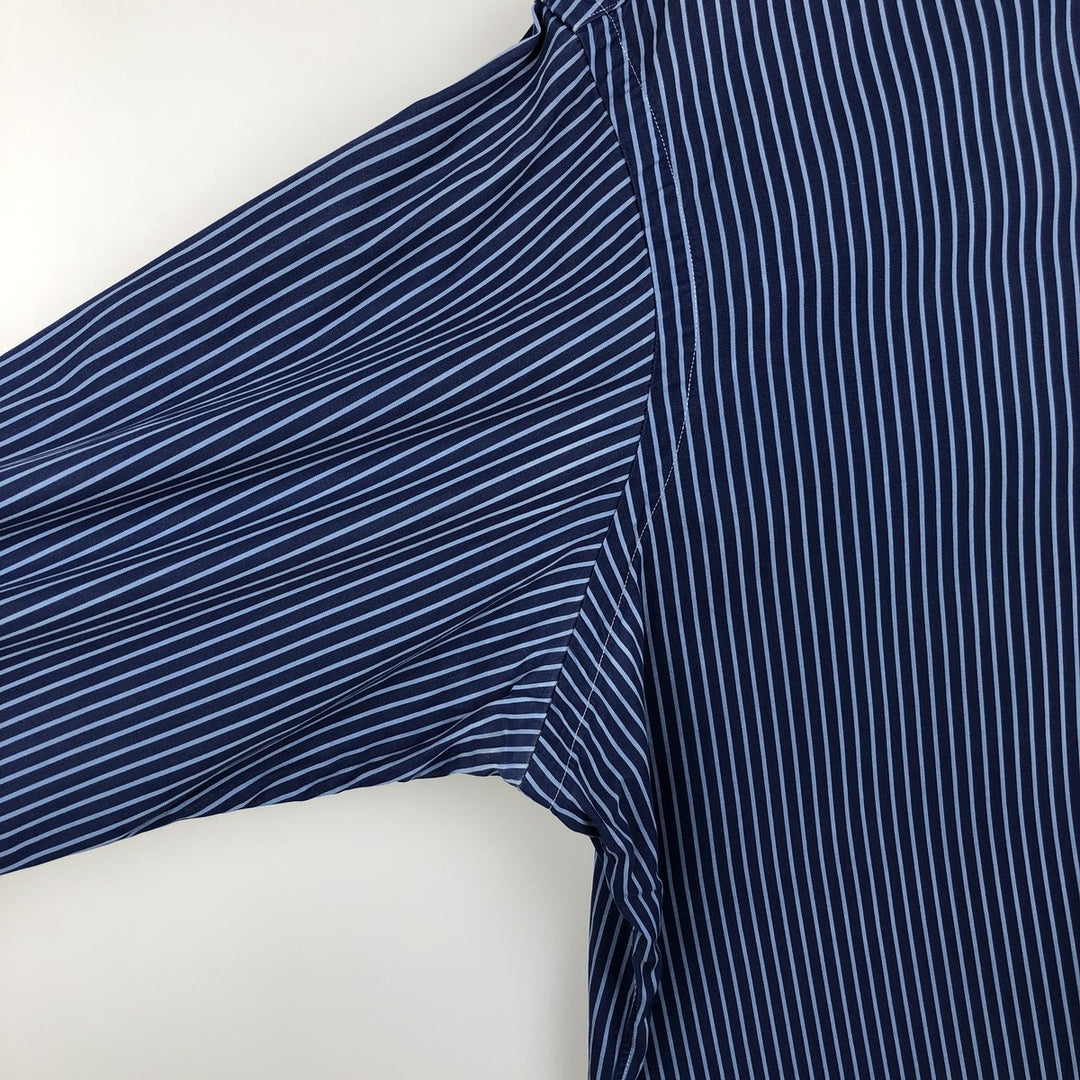Ralph Lauren CUSTOM FIT long sleeve button down striped shirt men's XL size cotton navy blue type Vintage Second Hand