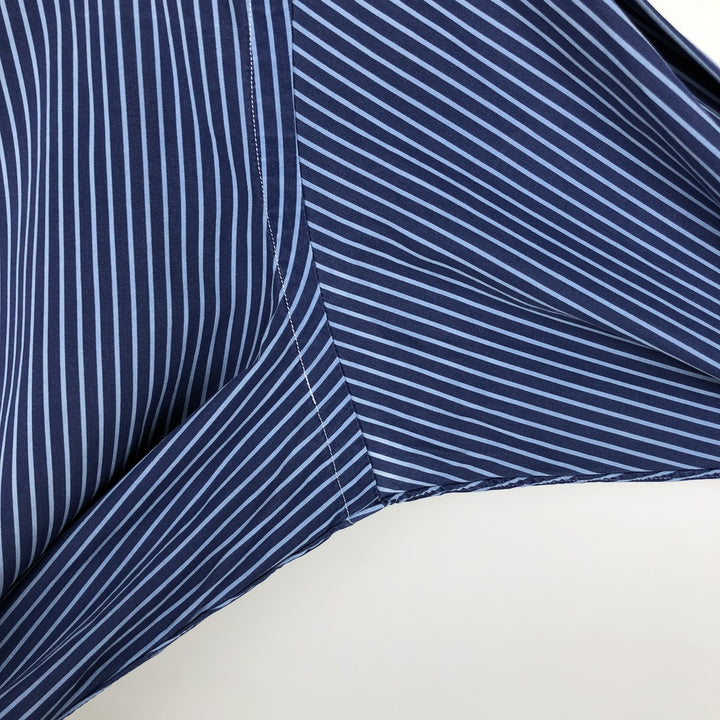 Ralph Lauren CUSTOM FIT long sleeve button down striped shirt men's XL size cotton navy blue type Vintage Second Hand
