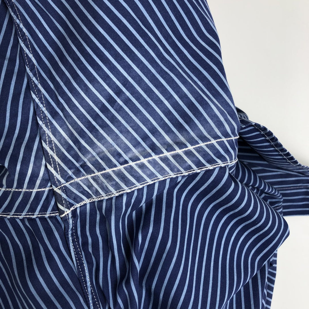 Ralph Lauren CUSTOM FIT long sleeve button down striped shirt men's XL size cotton navy blue type Vintage Second Hand