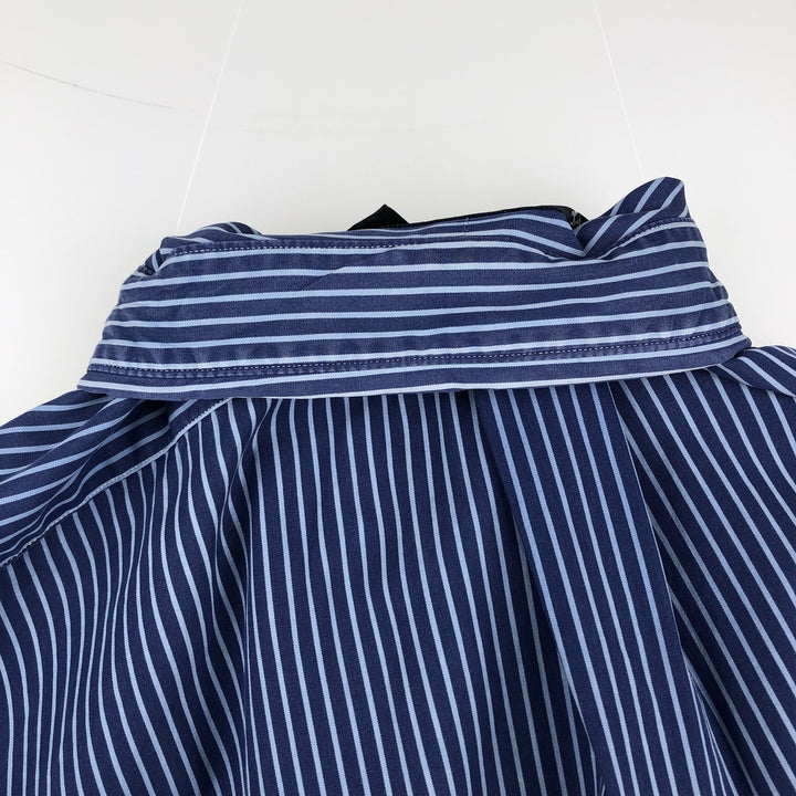 Ralph Lauren CUSTOM FIT long sleeve button down striped shirt men's XL size cotton navy blue type Vintage Second Hand