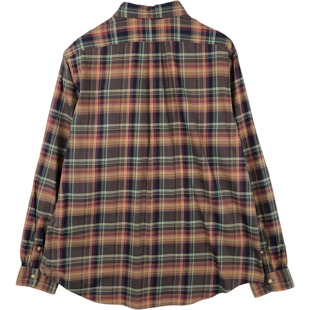 Ralph Lauren long sleeve button down check shirt, men's XL size cotton brown type Vintage Second Hand