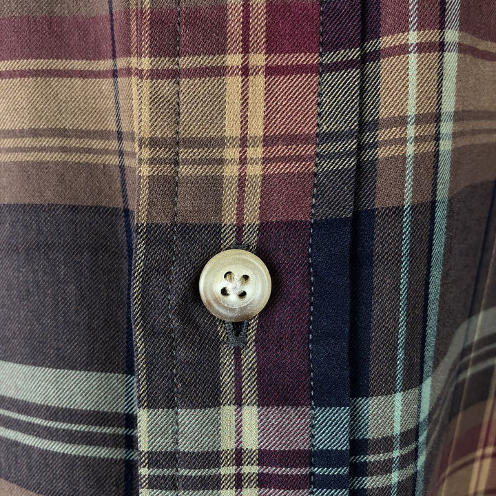 Ralph Lauren long sleeve button down check shirt, men's XL size cotton brown type Vintage Second Hand