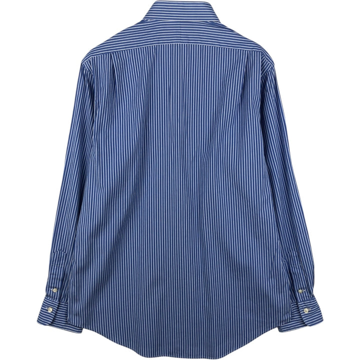 Ralph Lauren POLO by Ralph Lauren CUSTOM FIT DRESS SHIRT, long-sleeved cotton striped shirt, men's size L cotton blue type Vintage Second Hand