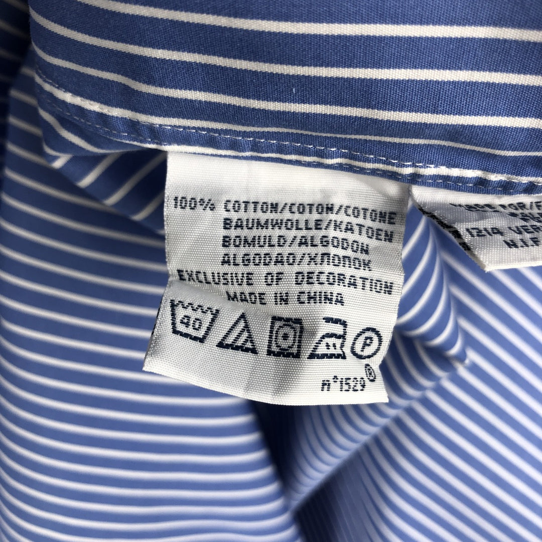 Ralph Lauren POLO by Ralph Lauren CUSTOM FIT DRESS SHIRT, long-sleeved cotton striped shirt, men's size L cotton blue type Vintage Second Hand