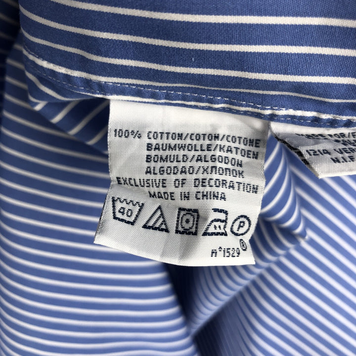 Ralph Lauren POLO by Ralph Lauren CUSTOM FIT DRESS SHIRT, long-sleeved cotton striped shirt, men's size L cotton blue type Vintage Second Hand