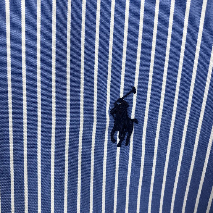 Ralph Lauren POLO by Ralph Lauren CUSTOM FIT DRESS SHIRT, long-sleeved cotton striped shirt, men's size L cotton blue type Vintage Second Hand