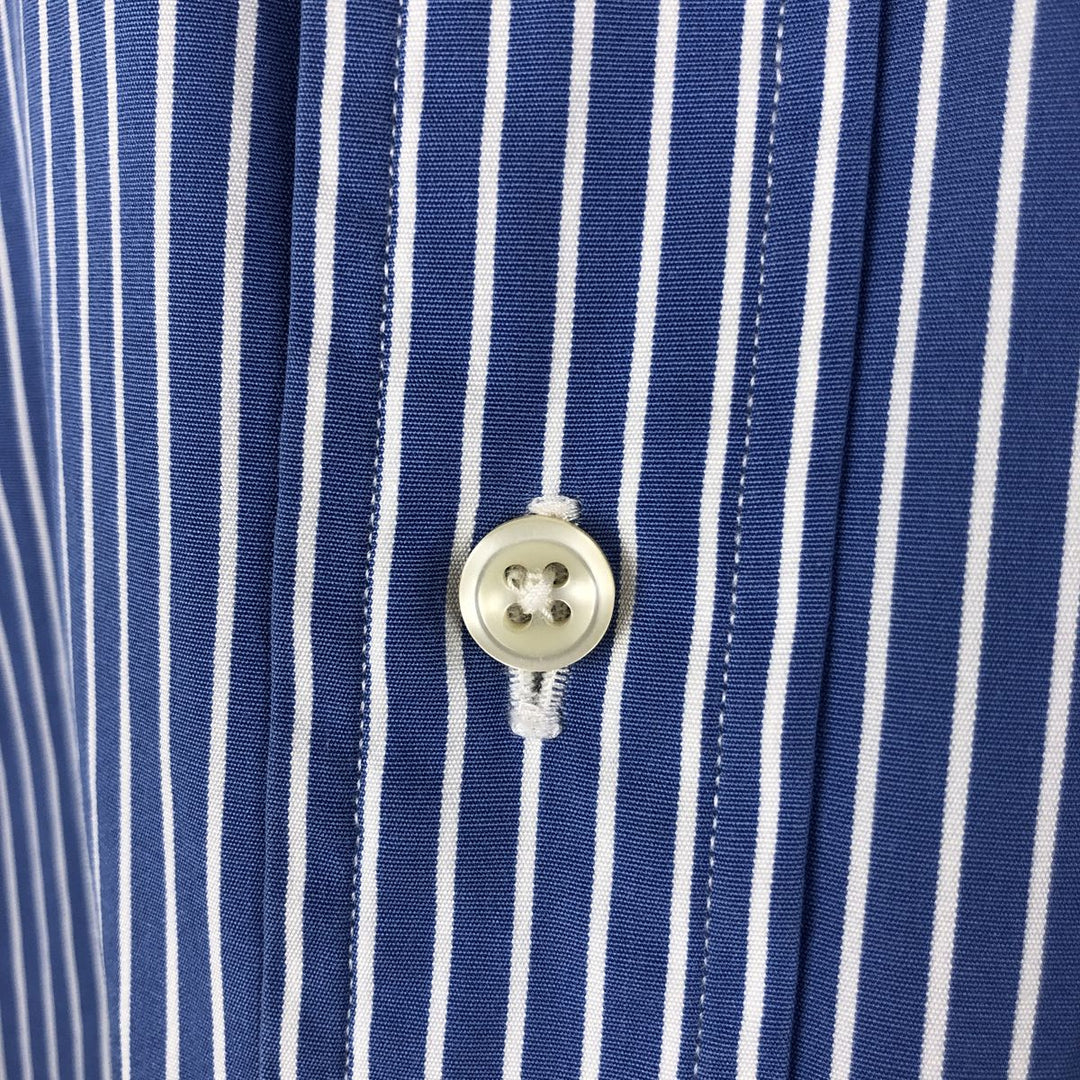 Ralph Lauren POLO by Ralph Lauren CUSTOM FIT DRESS SHIRT, long-sleeved cotton striped shirt, men's size L cotton blue type Vintage Second Hand