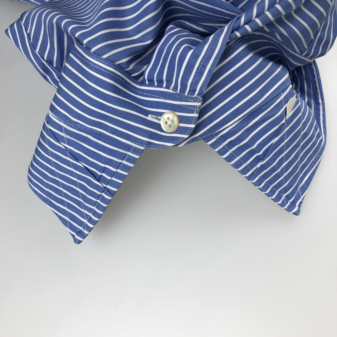 Ralph Lauren POLO by Ralph Lauren CUSTOM FIT DRESS SHIRT, long-sleeved cotton striped shirt, men's size L cotton blue type Vintage Second Hand
