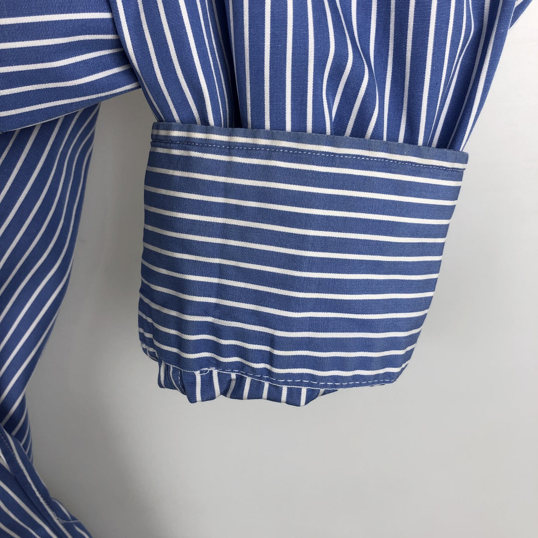 Ralph Lauren POLO by Ralph Lauren CUSTOM FIT DRESS SHIRT, long-sleeved cotton striped shirt, men's size L cotton blue type Vintage Second Hand