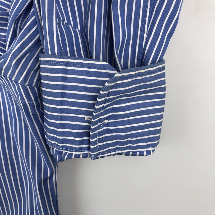 Ralph Lauren POLO by Ralph Lauren CUSTOM FIT DRESS SHIRT, long-sleeved cotton striped shirt, men's size L cotton blue type Vintage Second Hand