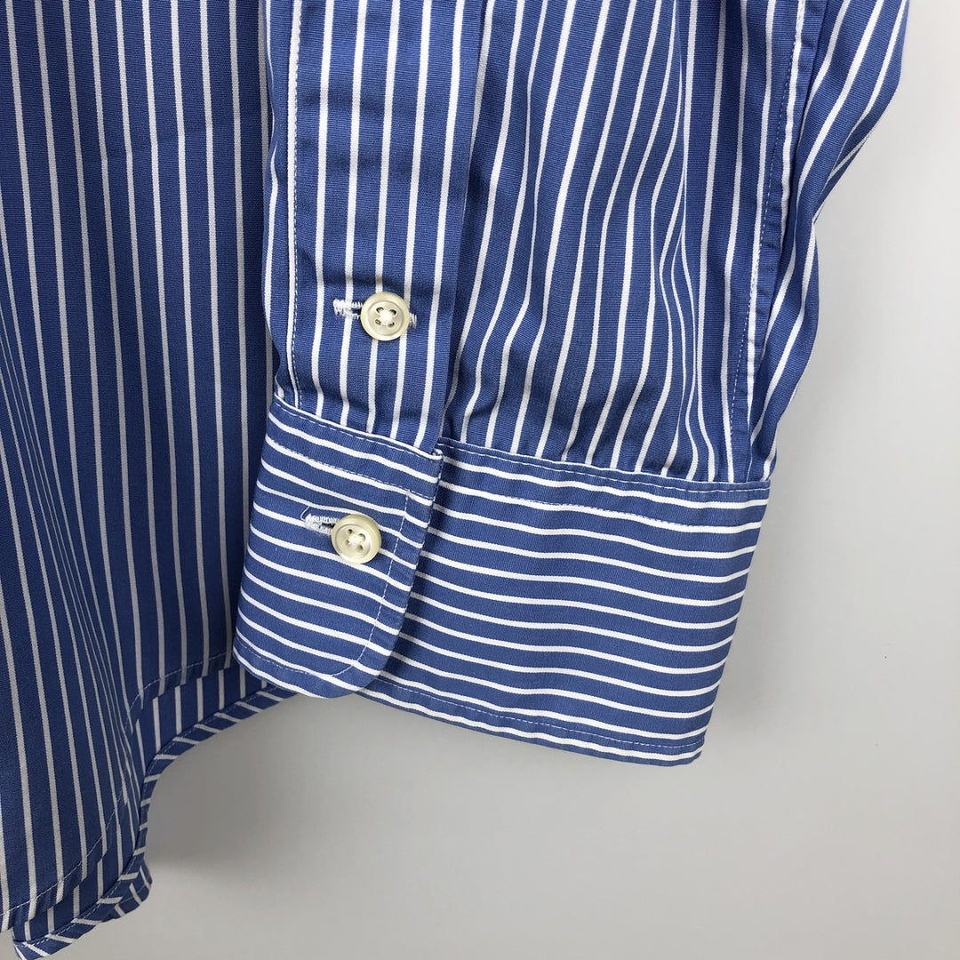 Ralph Lauren POLO by Ralph Lauren CUSTOM FIT DRESS SHIRT, long-sleeved cotton striped shirt, men's size L cotton blue type Vintage Second Hand