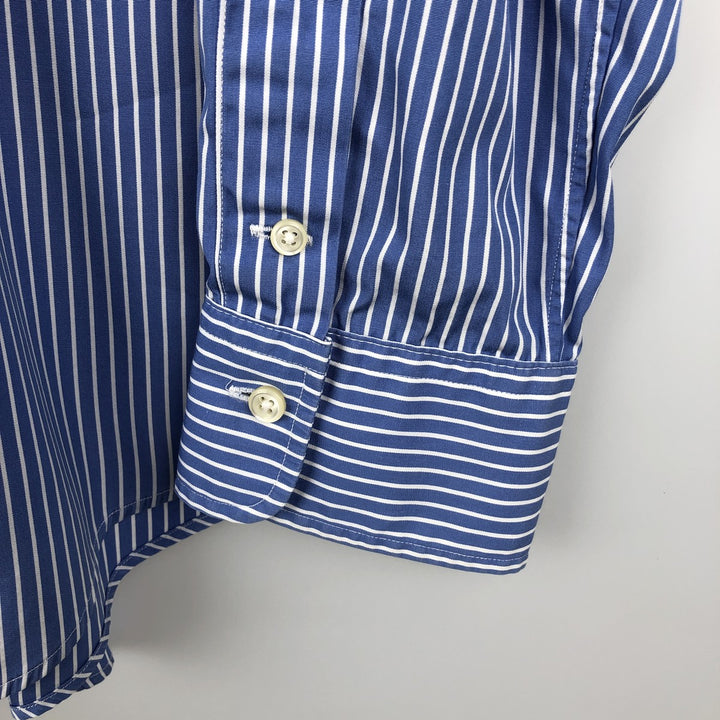 Ralph Lauren POLO by Ralph Lauren CUSTOM FIT DRESS SHIRT, long-sleeved cotton striped shirt, men's size L cotton blue type Vintage Second Hand