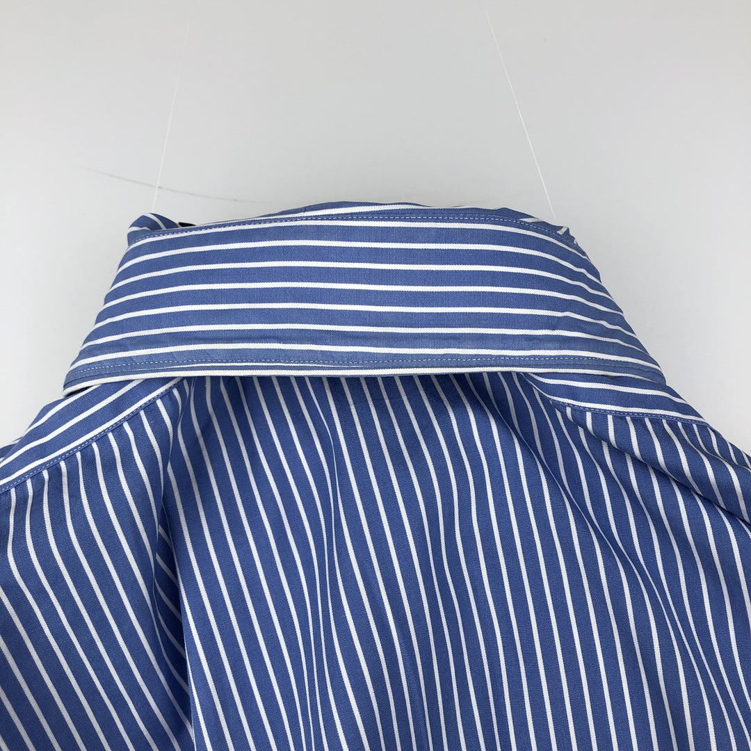 Ralph Lauren POLO by Ralph Lauren CUSTOM FIT DRESS SHIRT, long-sleeved cotton striped shirt, men's size L cotton blue type Vintage Second Hand