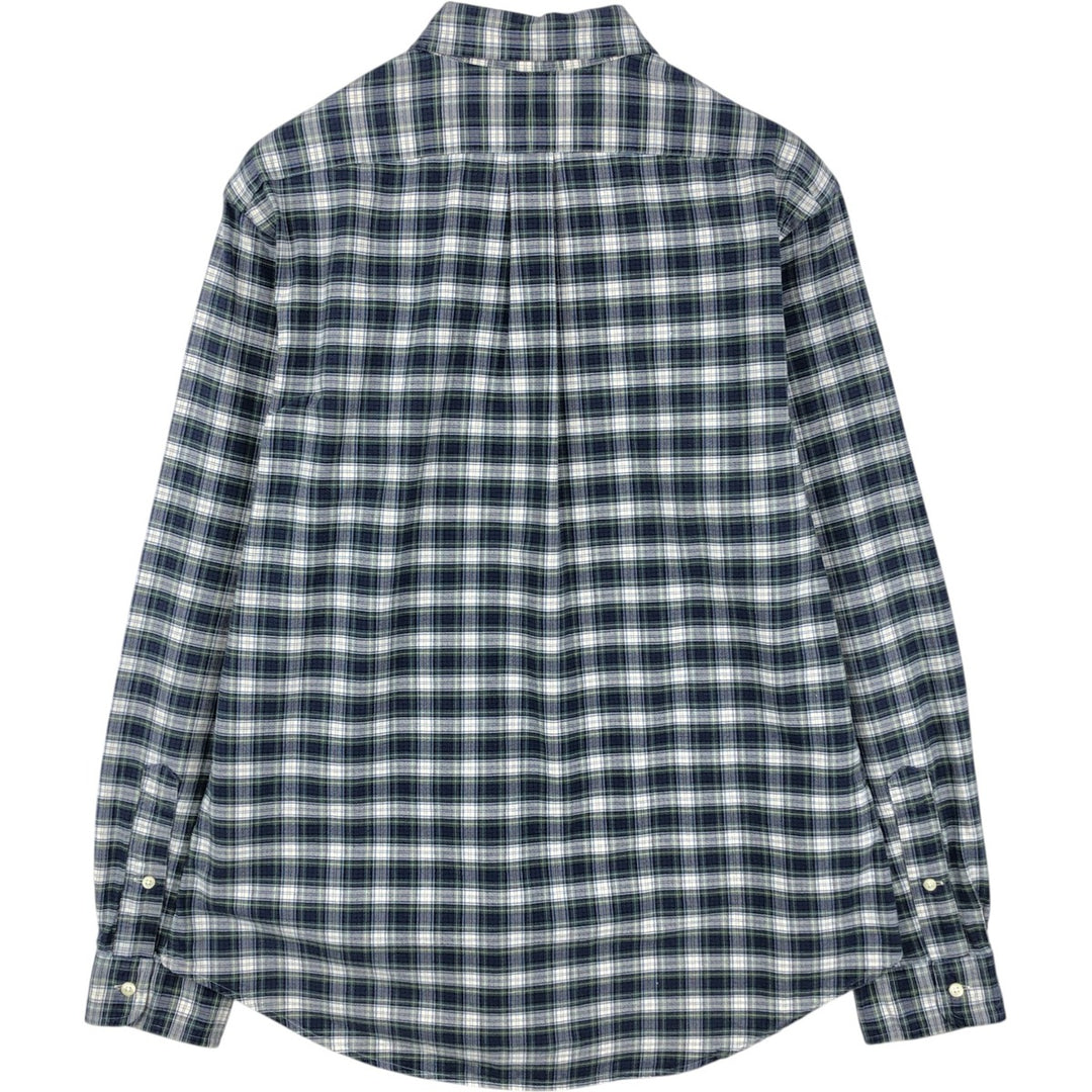 Ralph Lauren CUSTOM FIT long sleeve button down check shirt, men's size L cotton navy blue type Vintage Second Hand