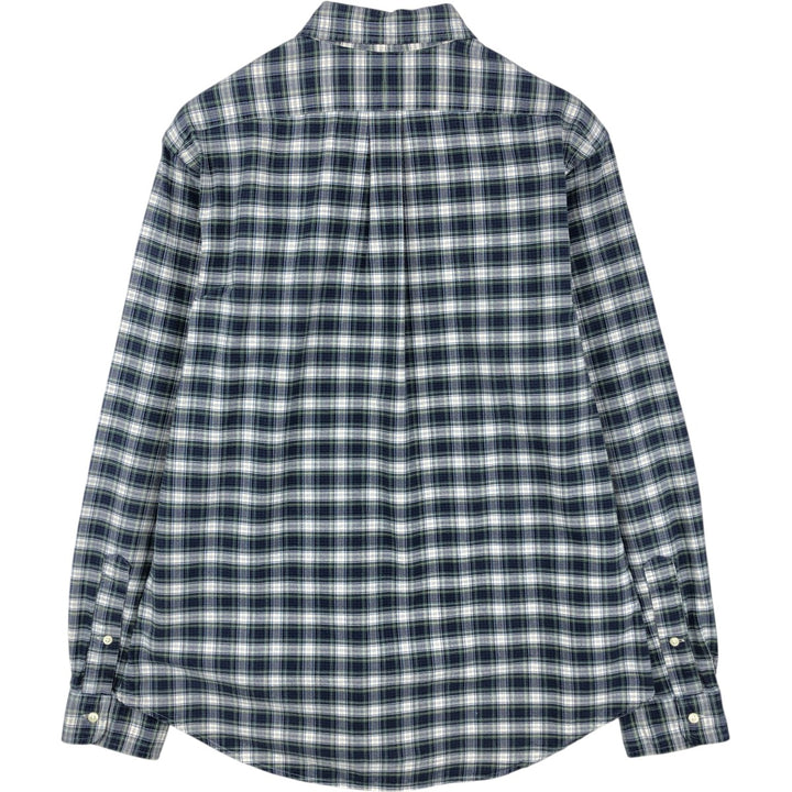 Ralph Lauren CUSTOM FIT long sleeve button down check shirt, men's size L cotton navy blue type Vintage Second Hand