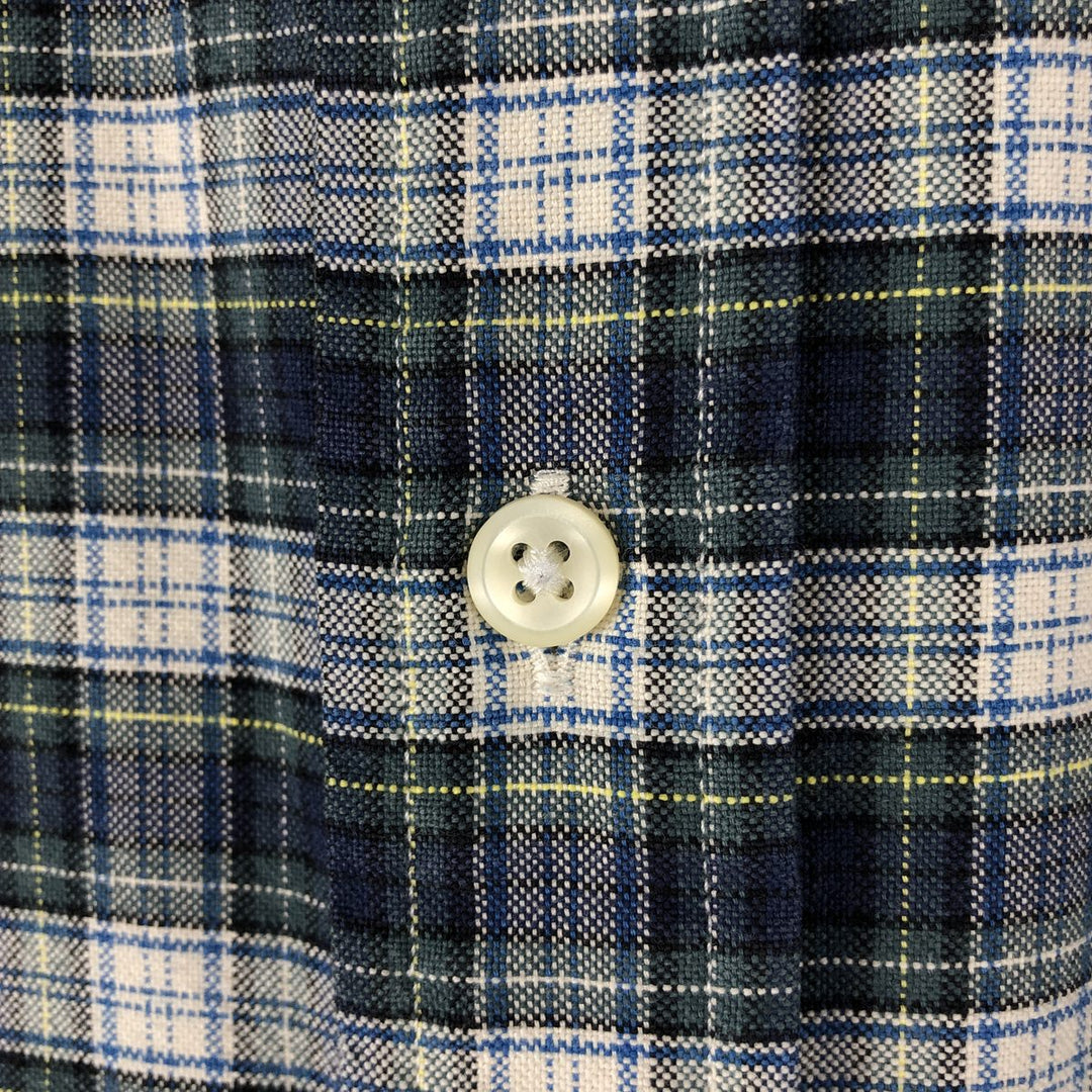 Ralph Lauren CUSTOM FIT long sleeve button down check shirt, men's size L cotton navy blue type Vintage Second Hand