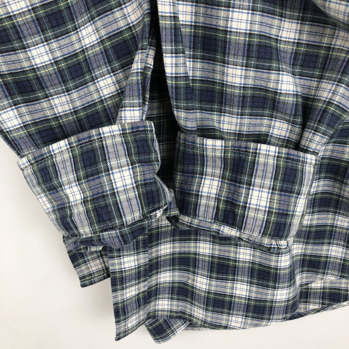 Ralph Lauren CUSTOM FIT long sleeve button down check shirt, men's size L cotton navy blue type Vintage Second Hand