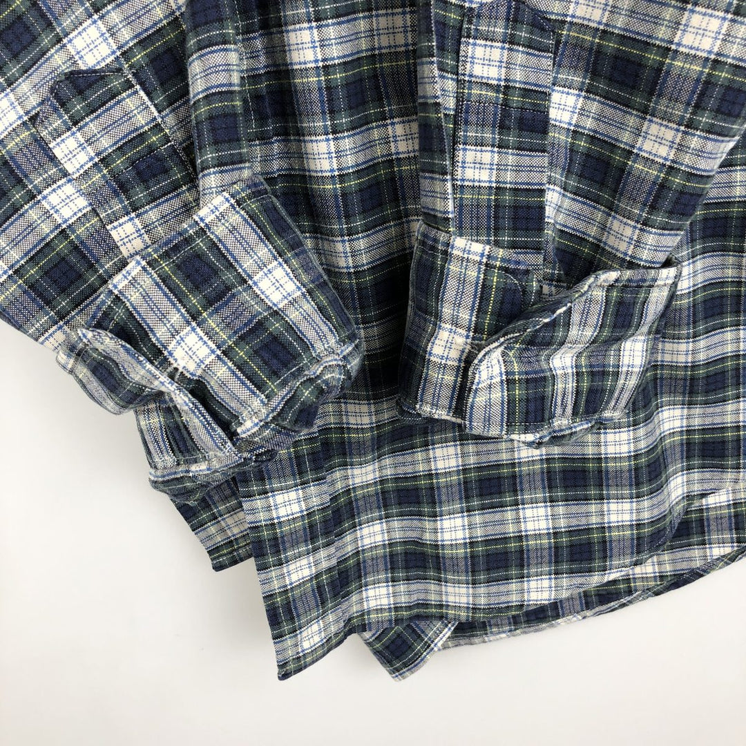 Ralph Lauren CUSTOM FIT long sleeve button down check shirt, men's size L cotton navy blue type Vintage Second Hand