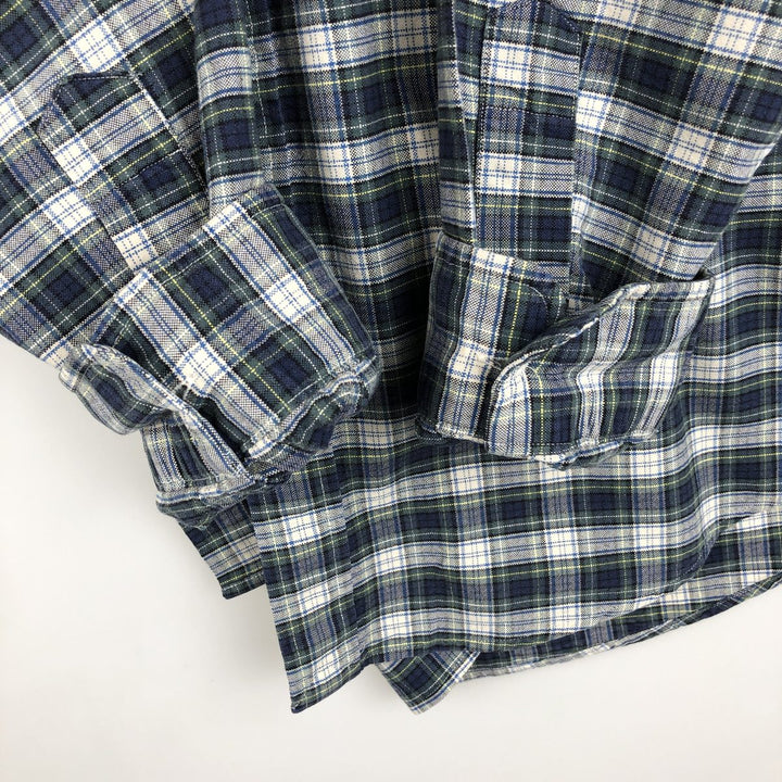 Ralph Lauren CUSTOM FIT long sleeve button down check shirt, men's size L cotton navy blue type Vintage Second Hand