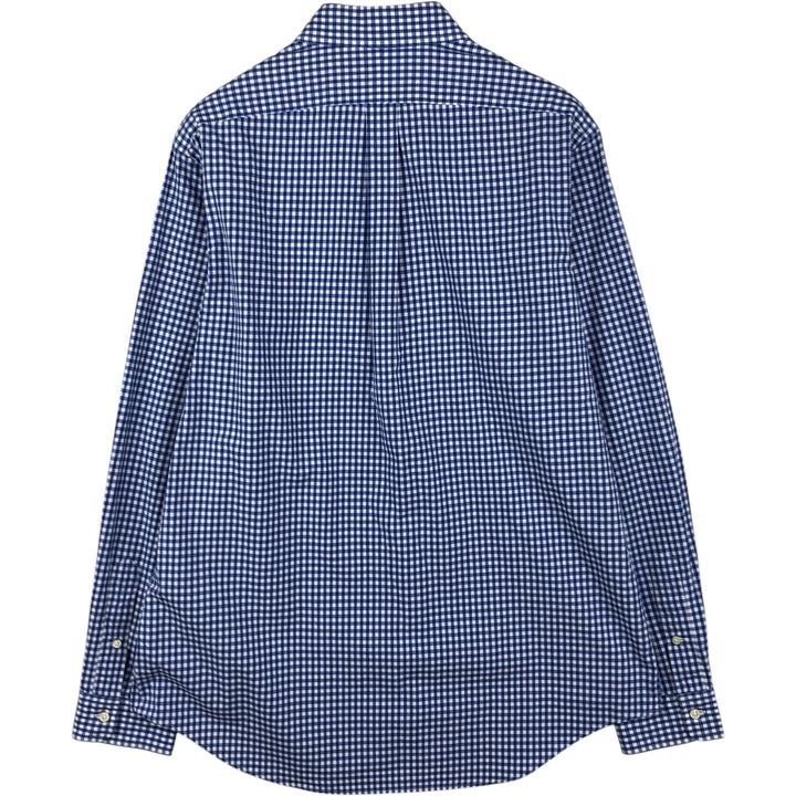 Ralph Lauren Gingham Check Long Sleeve Button-Down Check Shirt, Men's Size L cotton blue type Vintage Second Hand