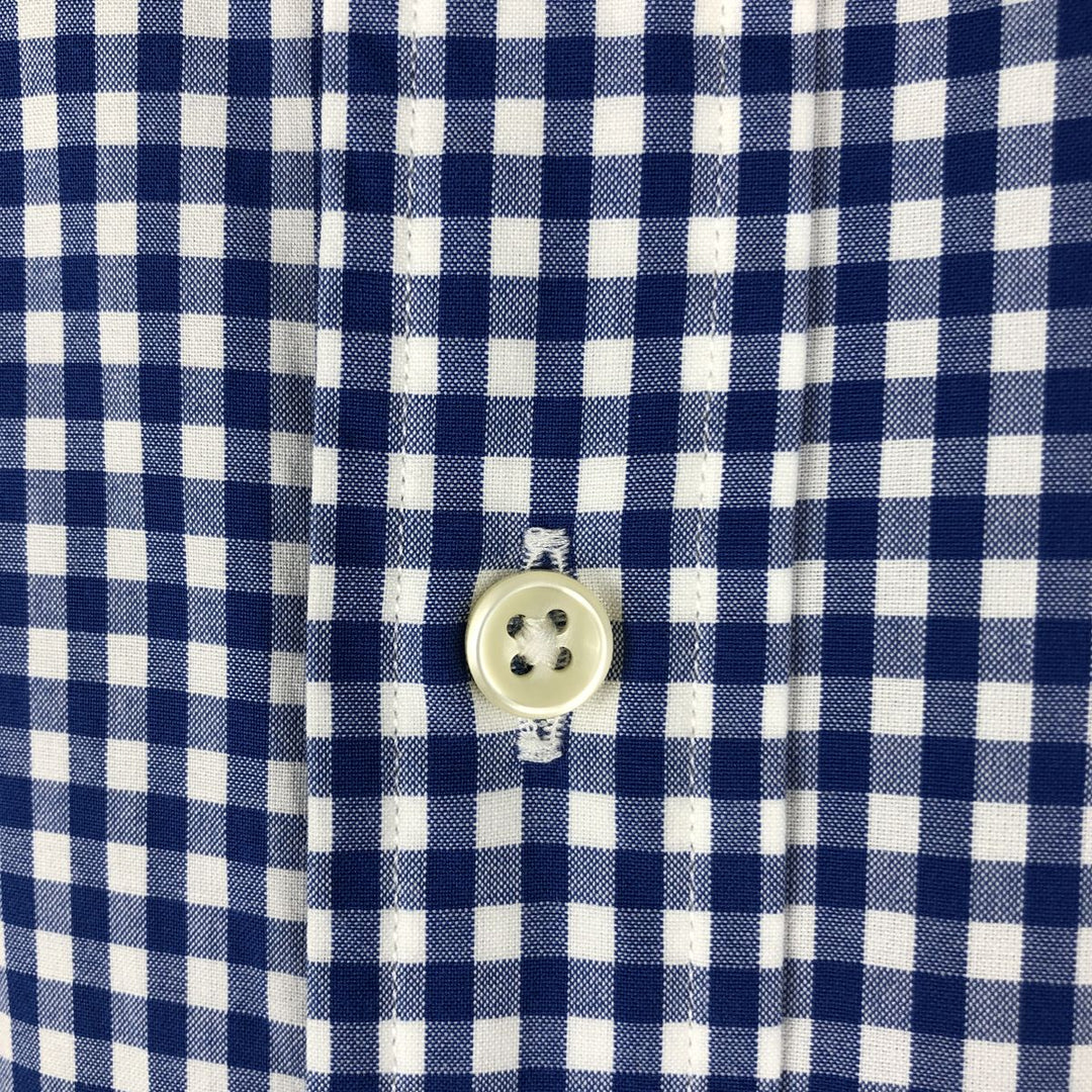 Ralph Lauren Gingham Check Long Sleeve Button-Down Check Shirt, Men's Size L cotton blue type Vintage Second Hand