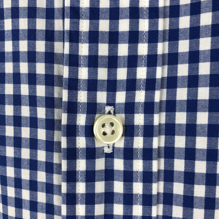 Ralph Lauren Gingham Check Long Sleeve Button-Down Check Shirt, Men's Size L cotton blue type Vintage Second Hand