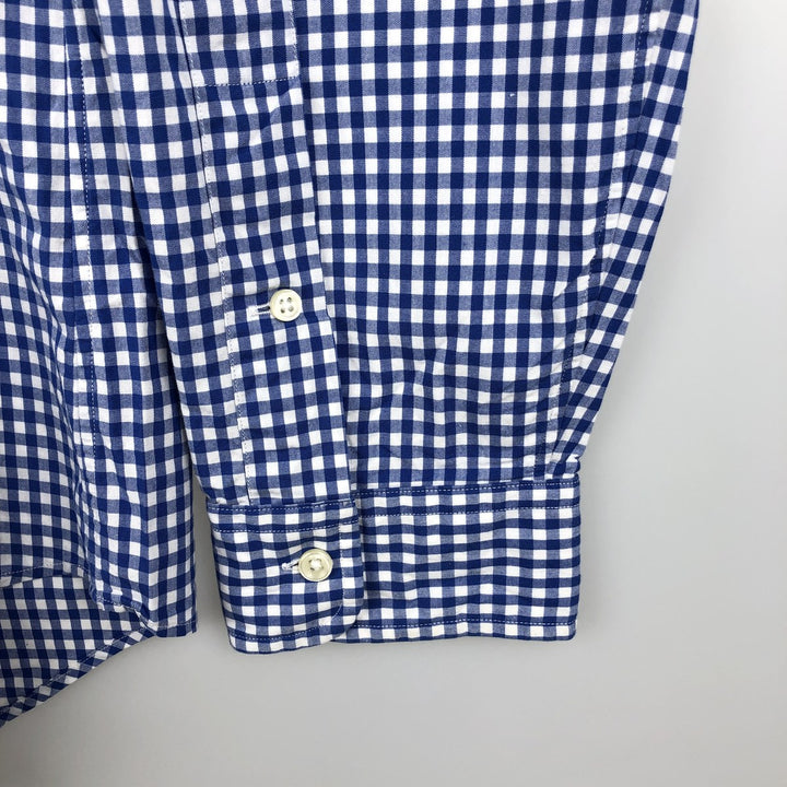 Ralph Lauren Gingham Check Long Sleeve Button-Down Check Shirt, Men's Size L cotton blue type Vintage Second Hand