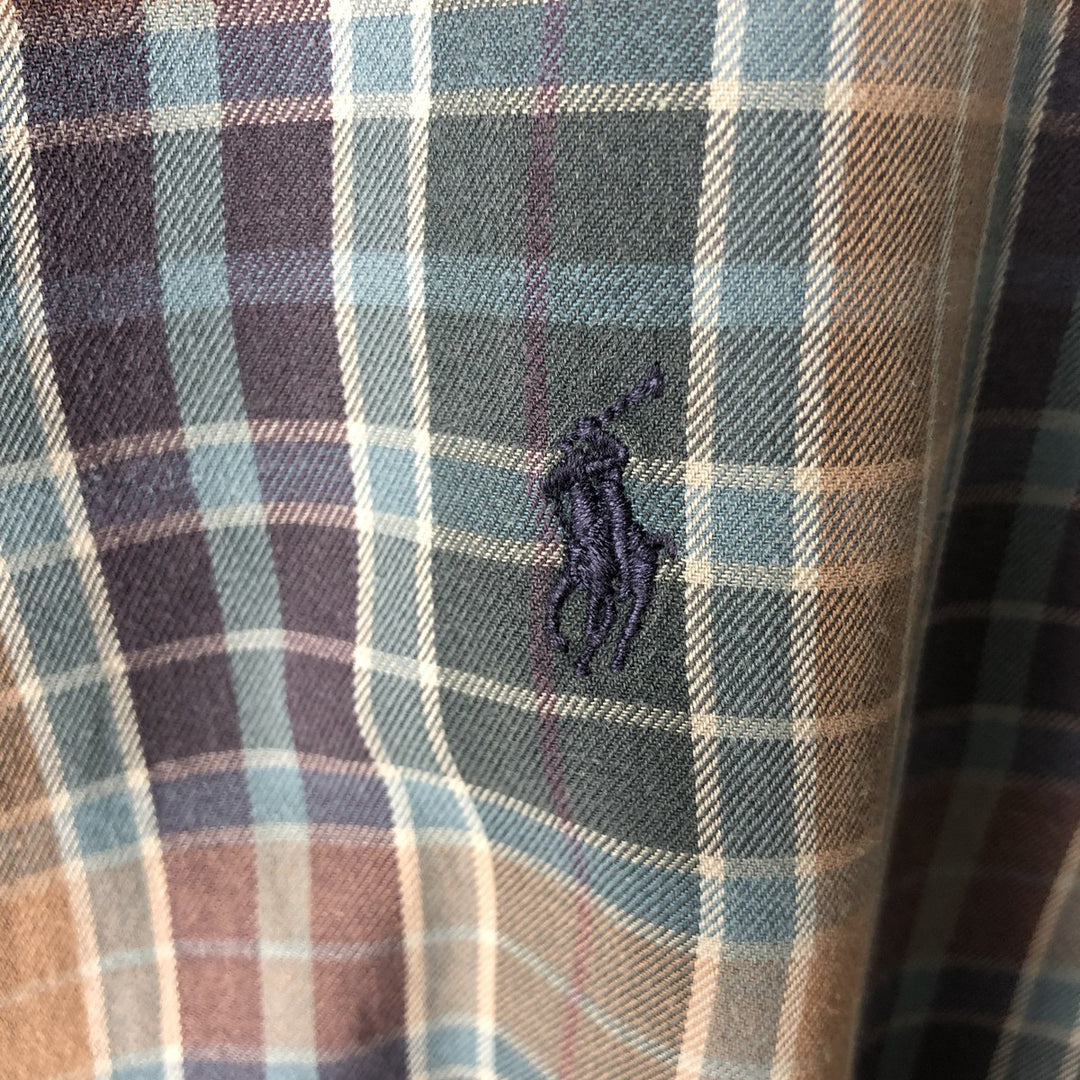 Ralph Lauren MCMEEL long-sleeved button-down check shirt, men's size XL cotton green type Vintage Second Hand