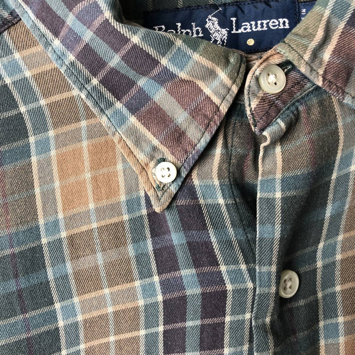 Ralph Lauren MCMEEL long-sleeved button-down check shirt, men's size XL cotton green type Vintage Second Hand