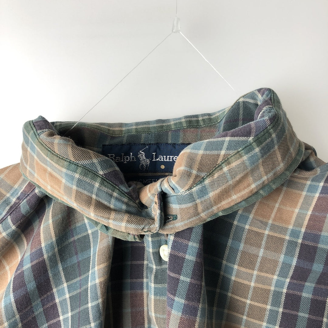 Ralph Lauren MCMEEL long-sleeved button-down check shirt, men's size XL cotton green type Vintage Second Hand