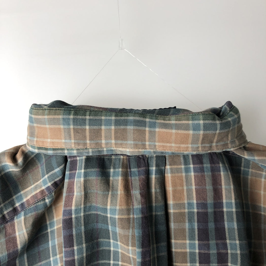 Ralph Lauren MCMEEL long-sleeved button-down check shirt, men's size XL cotton green type Vintage Second Hand
