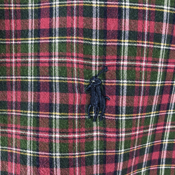 Ralph Lauren GREGGOR Long-Sleeve Button-Down Check Shirt, Boxy Shirt, Men's Size XL (approx.) cotton burgundy type Vintage Second Hand
