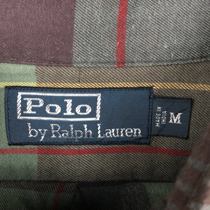 Ralph Lauren POLO by Ralph Lauren long sleeve cotton check shirt, men's size M cotton Khaki type Vintage Second Hand