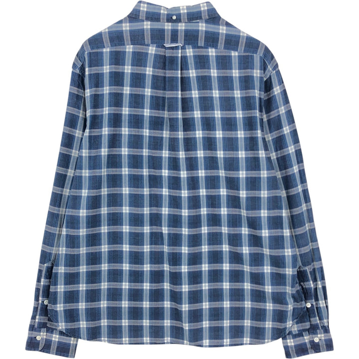 Ralph Lauren long sleeve button down check shirt, men's XL size cotton navy blue type Vintage Second Hand