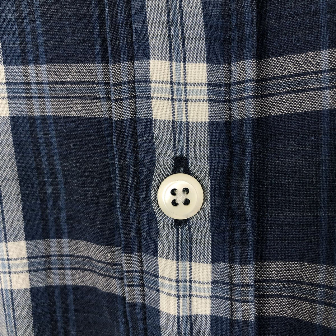 Ralph Lauren long sleeve button down check shirt, men's XL size cotton navy blue type Vintage Second Hand