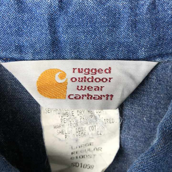 Carhartt Long Sleeve Denim Shirt, Men's Size L cotton blue type Vintage Second Hand