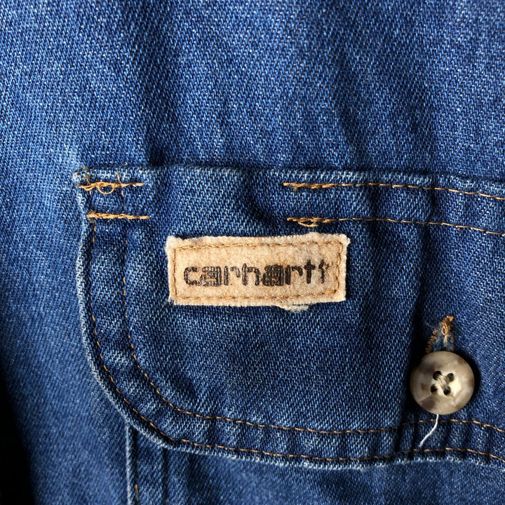 Carhartt Long Sleeve Denim Shirt, Men's Size L cotton blue type Vintage Second Hand