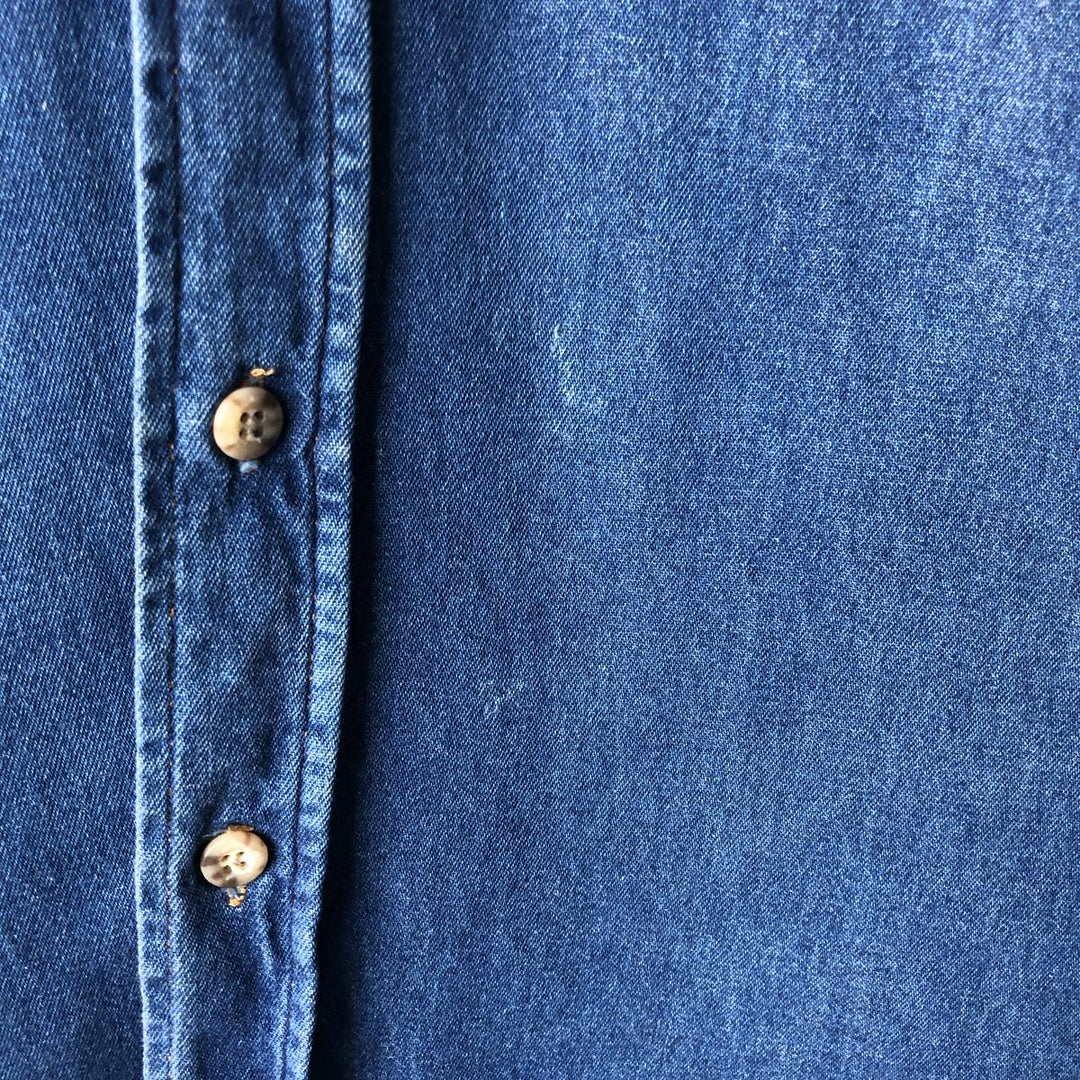 Carhartt Long Sleeve Denim Shirt, Men's Size L cotton blue type Vintage Second Hand