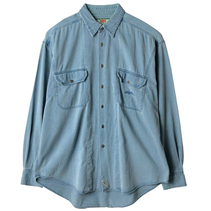 90'S Levi's Long Sleeve Denim Shirt, Men's Size L, Vintage cotton blue type Vintage Second Hand