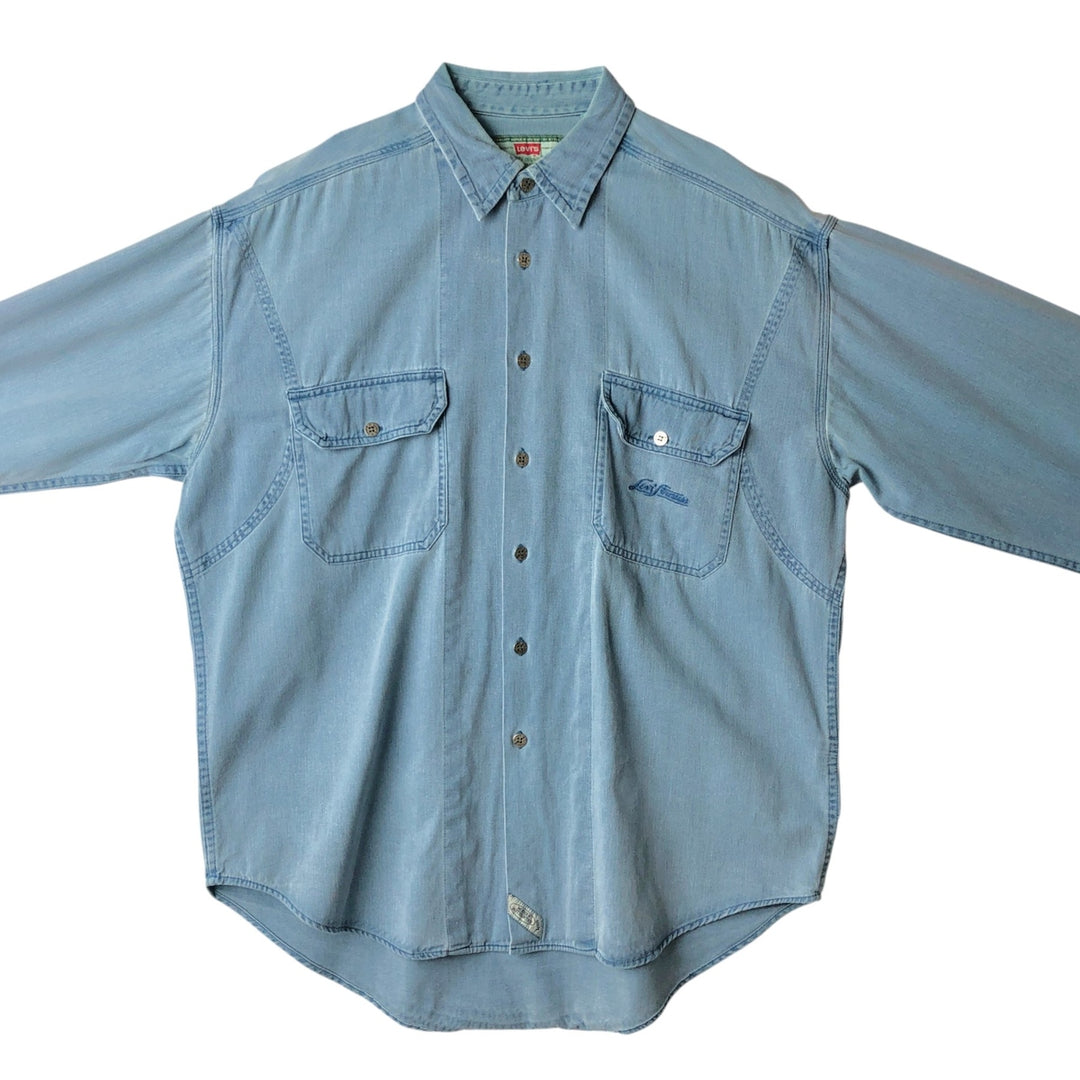 90'S Levi's Long Sleeve Denim Shirt, Men's Size L, Vintage cotton blue type Vintage Second Hand