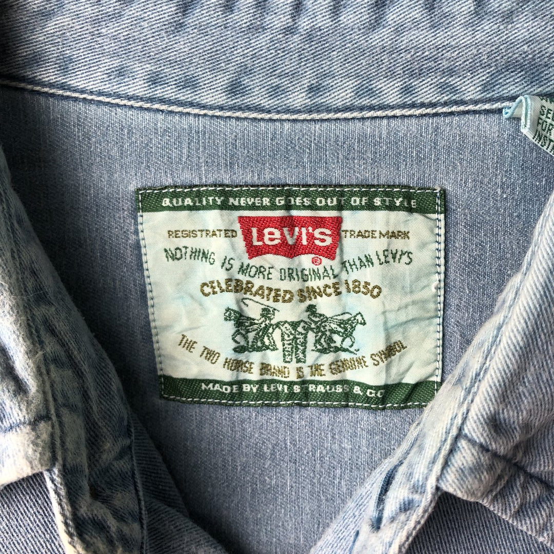 90'S Levi's Long Sleeve Denim Shirt, Men's Size L, Vintage cotton blue type Vintage Second Hand
