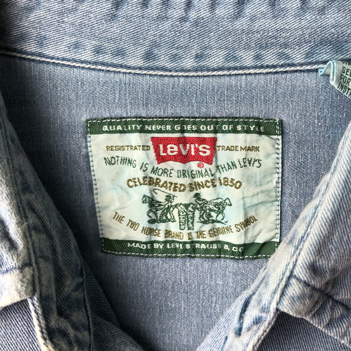 90'S Levi's Long Sleeve Denim Shirt, Men's Size L, Vintage cotton blue type Vintage Second Hand