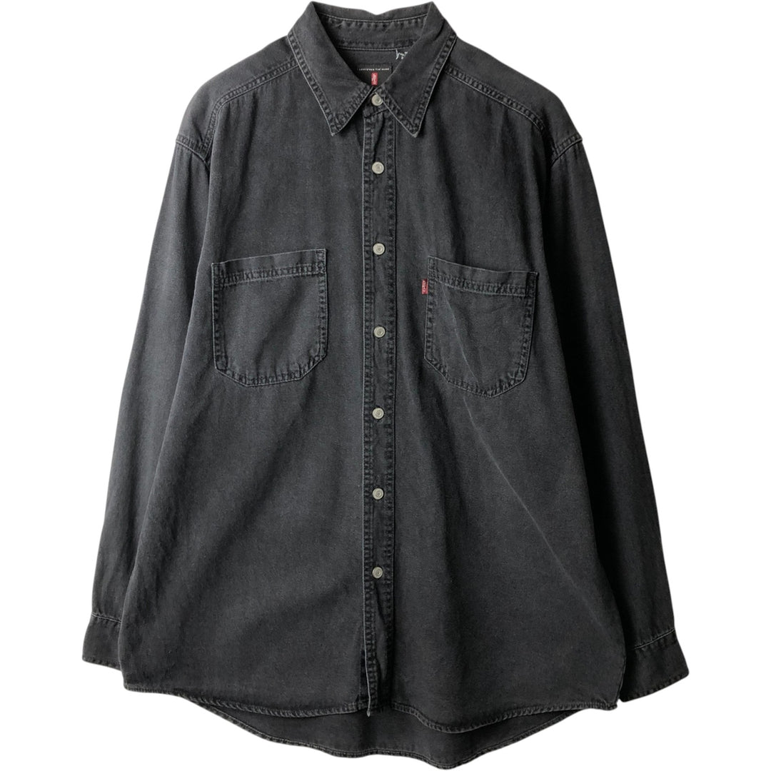 Levi's RED TAB Long-Sleeve Black Denim Shirt, Men's Size M (approx.) cotton black type Vintage Second Hand
